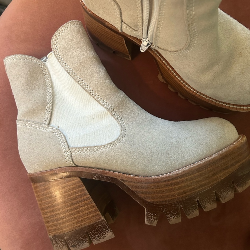 Bone suede boots